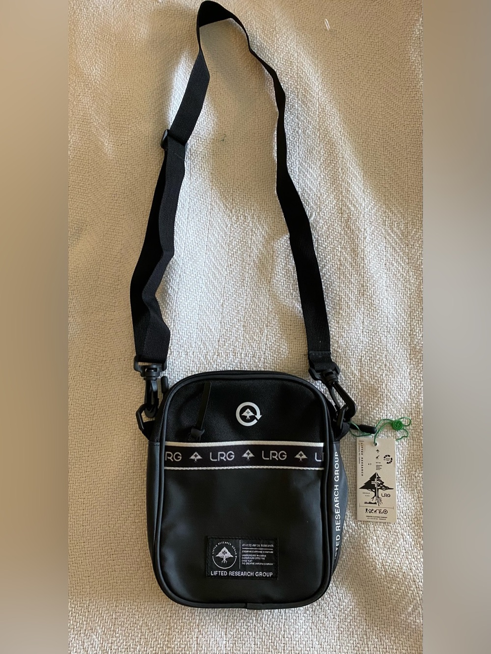 NEW LRG Black Crossbody Messenger Bag with White Logo Stripe